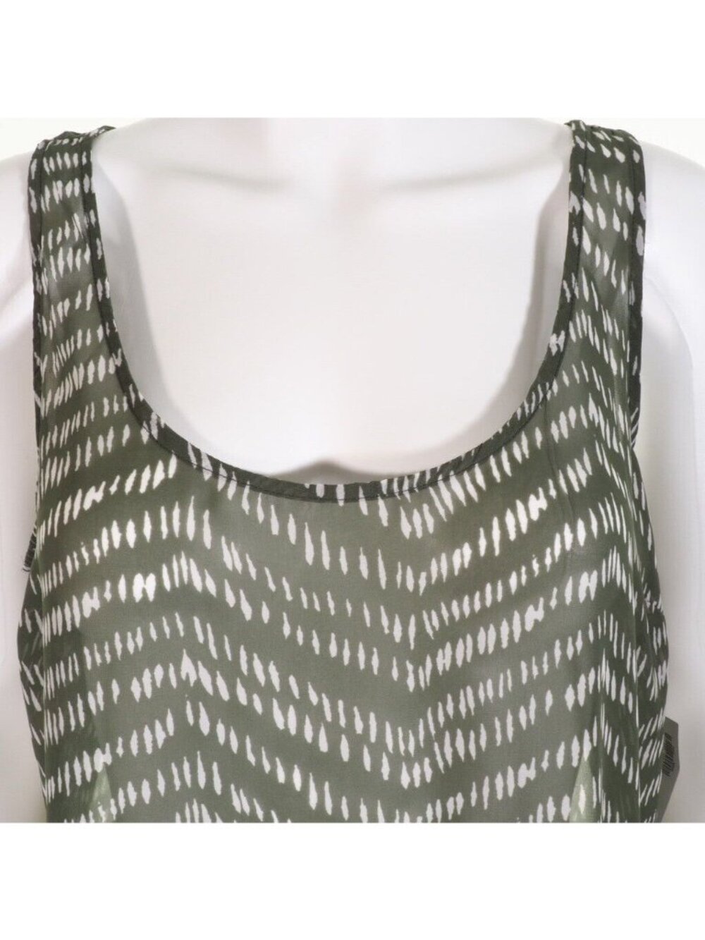 Old Navy Womens Large Tunic Tank Green & White Sleeveless Sheer - Picture 7 of 9